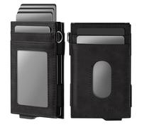 Navaris Cartera Tarjetero Hombre Pequeño - Cartera RFID Hombre para 10 Tarjetas - Billetera Piel PU y Aluminio - Cartera Minimalista Hombre Negra - Tarjeteros Hombres Finos