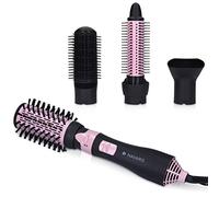 Navaris Cepillo moldeador eléctrico - Rizador de pelo con 4 accesorios - Cepillo de cerámica para peinar moldear y alisar pelo - Secador de cabello