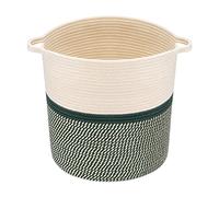 Navaris Cesta de Almacenamiento de Cuerda de algodón - Cesto Grande con asa para Colada organización decoración Juguetes Mantas - Beige y Verde