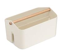 Navaris Cesta organizadora con asa - Caja con 2X Organizador para Productos de baño Limpieza Cocina Fregadero Botellas - 26,5 x 16,5 x 15 cm - Crema