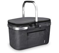 Navaris Cesta térmica para Picnic - Cesto de Tela y Aluminio para Camping Playa Compra - Nevera portátil para Transporte de Comida y Bebida - Gris