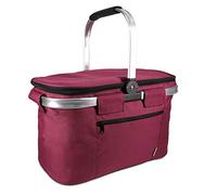 Navaris Cesta térmica para Picnic - Cesto de Tela y Aluminio para Camping Playa Compra - Nevera portátil para Transporte de Comida y Bebida - Rojo
