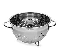 Navaris Colador de cocina de acero inoxidable - Escurridor metálico para pasta lavar verduras lechuga - Cuenco estable para escurrir con asas y patas