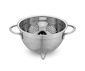 Navaris Colador de cocina de acero inoxidable - Escurridor metálico para pasta lavar verduras lechuga - Cuenco estable para escurrir con asas y patas