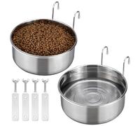 Navaris Comedero Colgante para Mascotas - 2X Comederos para Jaulas de Perros de Acero Inoxidable - Ideal para Colgar en Jaula - Bebedero 18 cm para Perro Gato Aves Pájaros