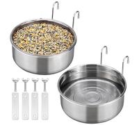 Navaris Comedero Colgante para Mascotas - 2X Comederos para Jaulas de Perros de Acero Inoxidable - Ideal para Colgar en Jaula - Bebedero 10 cm para Perro Gato Aves Pájaros
