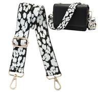 Navaris Correa Bolso Bandolera - Correas para Bolsos de Mujer - Longitud 75-138 cm - asa para Bolso de Mano riñonera Bolsa de Deporte - Ganchos Dorados - Leopardo Blanco y Negro