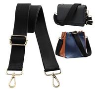 Navaris Correa Bolso Bandolera - Correas para Bolsos de Mujer - Longitud Ajustable 75-138 cm - asa para Bolso de Mano riñonera Bolsa de Deporte - Ganchos Dorados - Negro