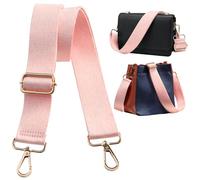 Navaris Correa Bolso Bandolera - Correas para Bolsos de Mujer - Longitud Ajustable 75-138 cm - asa para Bolso de Mano riñonera Bolsa de Deporte - Ganchos Dorados - Tejido Rosa