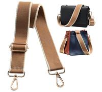 Navaris Correa Bolso Bandolera - Correas para Bolsos de Mujer - Longitud Ajustable 75-138 cm - asa para Bolso de Mano riñonera Bolsa de Deporte - Ganchos Dorados - Rayas marrón