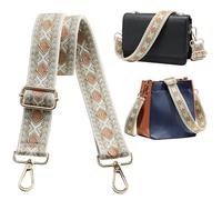 Navaris Correa Bolso Bandolera - Correas para Bolsos de Mujer - Longitud Ajustable 75-138 cm - asa para Bolso de Mano riñonera Bolsa de Deporte - Ganchos Dorados - Boho marrón