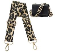 Navaris Correa Bolso Bandolera - Correas para Bolsos de Mujer - Longitud Ajustable 75-138 cm - asa para Bolso de Mano riñonera Bolsa de Deporte - Ganchos Dorados - Leopardo Caqui