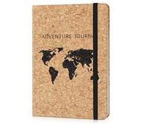 Navaris Cuaderno con cubierta de corcho - Diario de viaje ecológico - Libreta a rayas - Bloc de notas para el hogar u oficina - Diseño de mapamundi