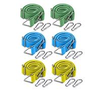 Navaris Cuerdas elásticas Ajustables Planas - Juego de 6 Correas Ajustables de cordón con mosquetones en Ambos Extremos