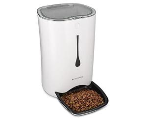 Navaris Dispensador de Comida automático con Temporizador - Comedero automático de 6L para 4 porciones de Comida diarias - para Perros y Gatos