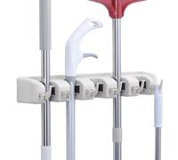 Navaris Escobero de Pared - Soporte para Colgar Escobas y Fregonas - Colgador Organizador con 11x Espacios para Armario Cocina Mueble Lavanderia Interior o Exterior
