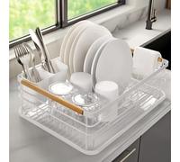 Navaris Escurreplatos de Cocina con Bandeja - Escurridor de Platos con cesto para Cubiertos - Cesta para secar Tazas Vasos ollas - 42.5 x 31.5 x 14 CM