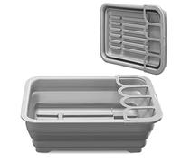 Navaris Escurridor de Platos Plegable - Escurreplatos de Cocina para secar vajilla Loza Cubiertos Vasos ollas - Cesto escurridor portátil para Viajes