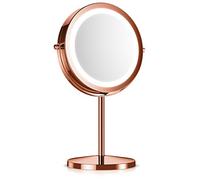 Navaris Espejo cosmético con iluminación LED - Espejo Normal y con 5 aumentos - Espejo Giratorio para maquillarse con Interruptor - para tocador