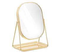 Navaris Espejo de Maquillaje para Mesa - Espejo para tocador baño - Accesorio Decorativo con Soporte y Base para Poner Joyas cosméticos - Oro Rosa
