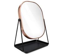 Navaris Espejo de Maquillaje para Mesa - Espejo para tocador baño - Accesorio Decorativo con Soporte y Base para Poner Joyas cosméticos - En Bronce
