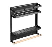Navaris Estante magnético para Nevera - Organizador de Cocina con 3X balda para Botes de Especias y Rollo de Papel - Estantería magnética Colgante