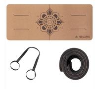 Navaris Esterilla Yoga Antideslizante de Corcho - Esterilla Yoga Plegable para Headstand y Rodillas - Colchoneta Gimnasia con Correa de Transporte para Viaje - Mat Grosor 6mm