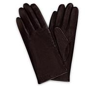 Navaris Guantes de cuero para mujer - 2x Guante de piel genuina de napa con forro de cachemira y función táctil para pantalla - Talla S en marrón