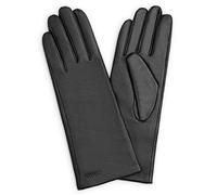 Navaris Guantes de cuero para mujer - 2x Guante de piel genuina de napa con forro de cachemira y lana y función táctil para pantalla - Talla M negro