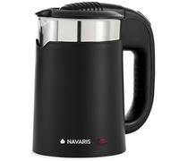 Navaris Hervidor Agua Electrico Pequeño 0,5 litros - Travel Kettle Electrica 1100 W de Bajo Voltaje - Incluye 2 Tazas para Camping - Mini Hervidor de Agua 16 x 11 x 17 cm
