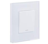 Navaris Interruptor de pared de cristal - Switch con pulsador para luz - Placa individual de vidrio de 8.5 x 8.5 x 4 CM empotrable en pared - Blanco