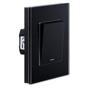 Navaris Interruptor de pared de cristal - Switch con pulsador para luz - Placa individual de vidrio de 8.5 x 8.5 x 4 CM empotrable en pared - Negro