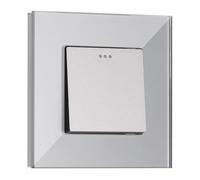 Navaris Interruptor de pared de cristal - Switch con pulsador para luz - Placa individual de vidrio de 8.5 x 8.5 x 4 CM empotrable en pared - Gris