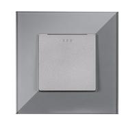 Navaris Interruptor para pared con marco de cristal - Elegante marco de cristal con interruptor para luz - Placa empotrable - Gris