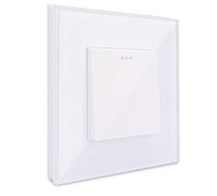 Navaris Interruptor para pared con marco de cristal - Elegante marco de cristal con interruptor para luz - Placa empotrable en blanco