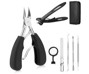 Navaris Juego de Alicates Uñas Pies - 7en1 Kit de Pedicura para Pies con Cortauñas Pies Profesional - Ideal para Uñas Encarnadas Pies y Personas Mayores - Estuche Pedicura Pies