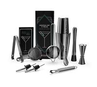Navaris Kit para Hacer cócteles Profesional - Juego Completo de 11 Piezas de coctelería de Acero inoxidable con coctelera medidor Pinza Cuchara colador - en Gris Oscuro