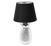 Navaris Lámpara de mesa con forma de piña - Iluminación con rosca E14 para mesita de noche con pantalla de tela - Decoración de sobremesa de 40 CM