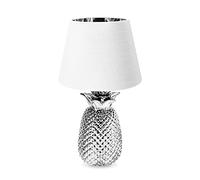 Navaris Lámpara de mesa con forma de piña - Iluminación con rosca E14 para mesita de noche con pantalla de tela - Decoración de sobremesa de 40 CM