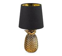 Navaris Lámpara de mesa con forma de piña - Iluminación con rosca E14 para mesita de noche con pantalla de tela - Decoración de sobremesa de 35 CM