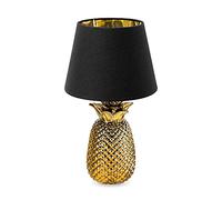 Navaris Lámpara de mesa con forma de piña - Iluminación con rosca E27 para mesita de noche con pantalla de tela - Decoración de sobremesa de 40 CM