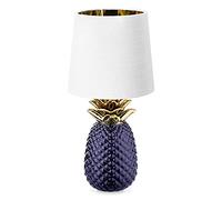 Navaris Lámpara de mesa vintage - Iluminación con forma de piña con rosca E14 para mesa de noche con pantalla - Decoración de sobremesa de 35 CM