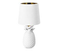 Navaris Lámpara de mesa vintage - Iluminación con forma de piña con rosca E14 para mesa de noche con pantalla - Decoración de sobremesa de 35 CM