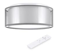 Navaris Lampara de techo led con brillo - Iluminación de interior con pantalla 32 cm para salón dormitorio - Con mando a distancia temporizador y temperatura regulable - Blanca