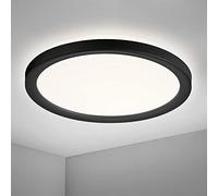Navaris Lámpara LED de techo - Iluminación redonda de Ø 19 CM moderna de bajo consumo 12 W efecto de luz indirecta - Color negro