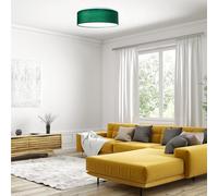 Navaris Lámpara LED de techo moderna 40 cm - Iluminación de interior con pantalla de terciopelo para salón dormitorio - Con mando a distancia y temporizador - Terciopelo Verde