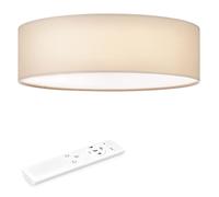 Navaris Lámpara LED de techo moderna 40 cm - Iluminación de interior con pantalla para salón dormitorio - Con mando a distancia y temporizador - Beige