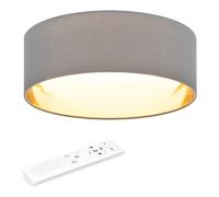 Navaris Lámpara LED de techo moderna - Iluminación de interior con pantalla para salón dormitorio - Con mando a distancia y temporizador - Lámpara gris y dorada interior