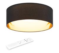 Navaris Lámpara LED de techo moderna - Iluminación de interior con pantalla para salón dormitorio - Con mando a distancia y temporizador - Lámpara negra y dorada interior