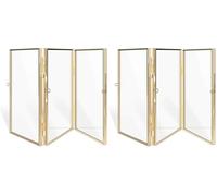 Navaris Marco Triple para Fotos múltiples - Portafotos de Mesa Plegable de Metal - Portarretratos de Metal con bisagras para 3 o 6 imágenes - En Oro (Paquete de 2)